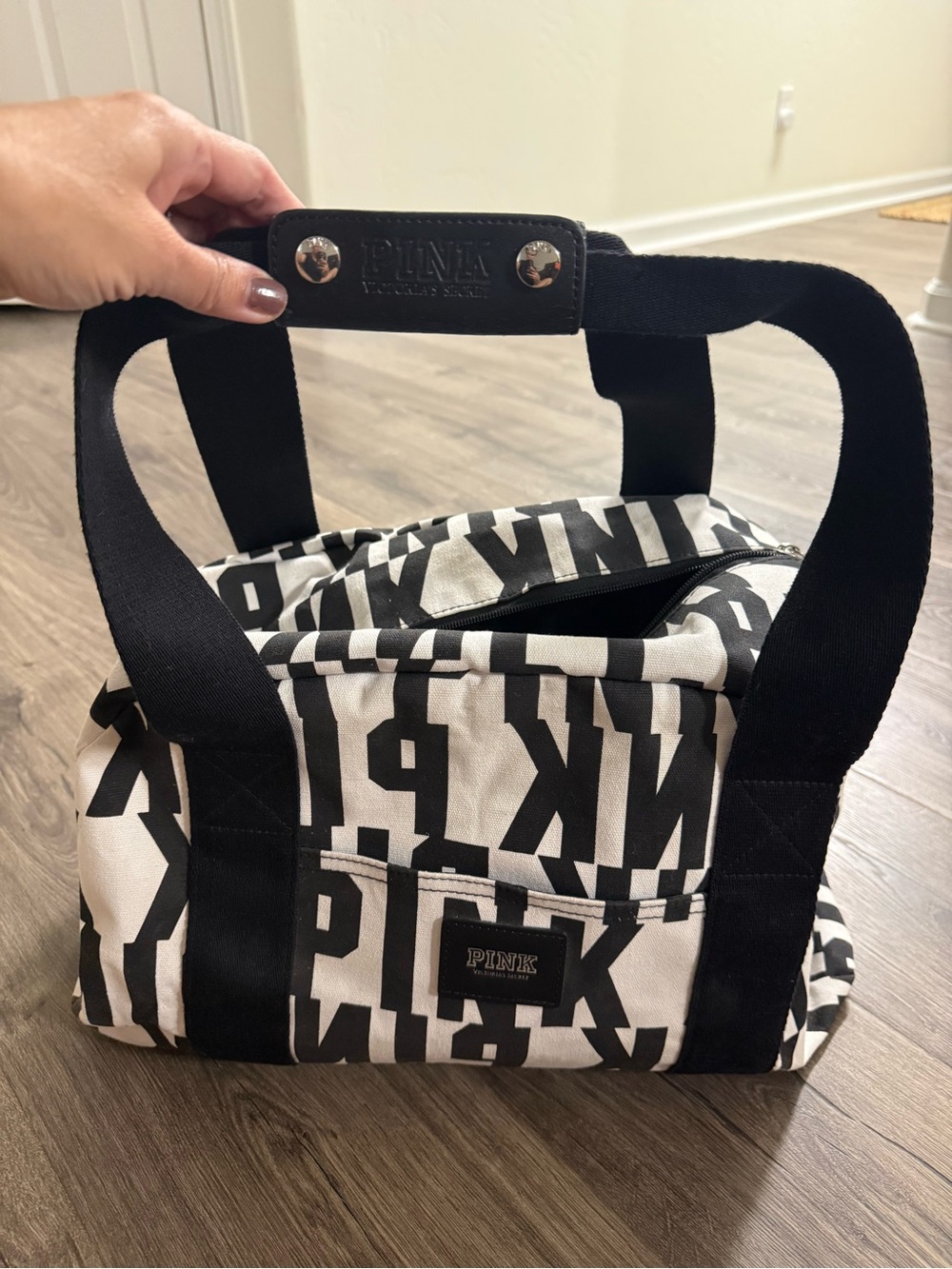 PINK Victoria's Secret Black & White Logo Mini Bag